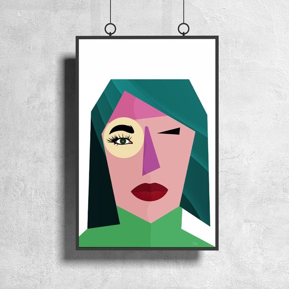 Profile of Woman Minimalist Art Cubism - Picture 1 of 1